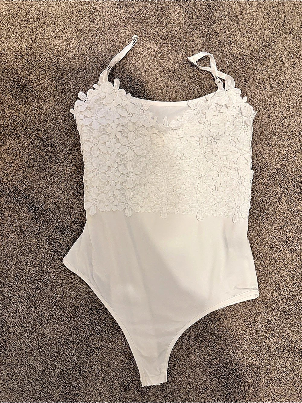 White Lace One-Piece Bodysuit Like New